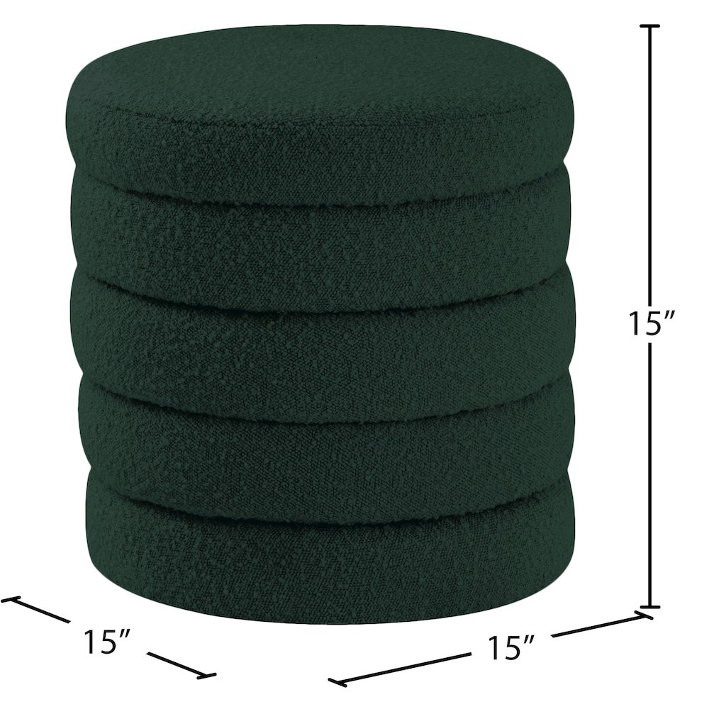Aphia Green Boucle Fabric Ottoman/Stool. Picture 3