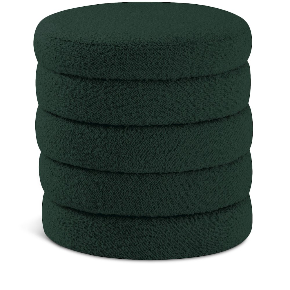 Aphia Green Boucle Fabric Ottoman/Stool. Picture 1