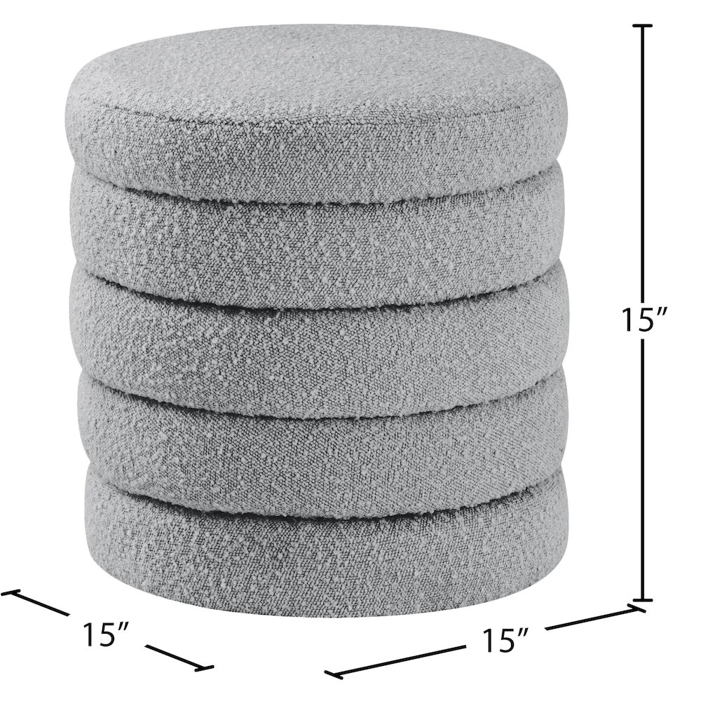Aphia Grey Boucle Fabric Ottoman/Stool. Picture 3
