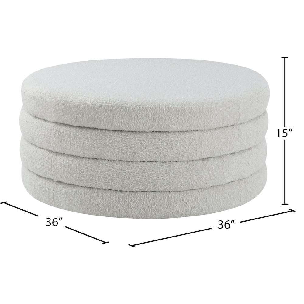 Aphia Cream Boucle Fabric Ottoman/Coffee Table. Picture 3