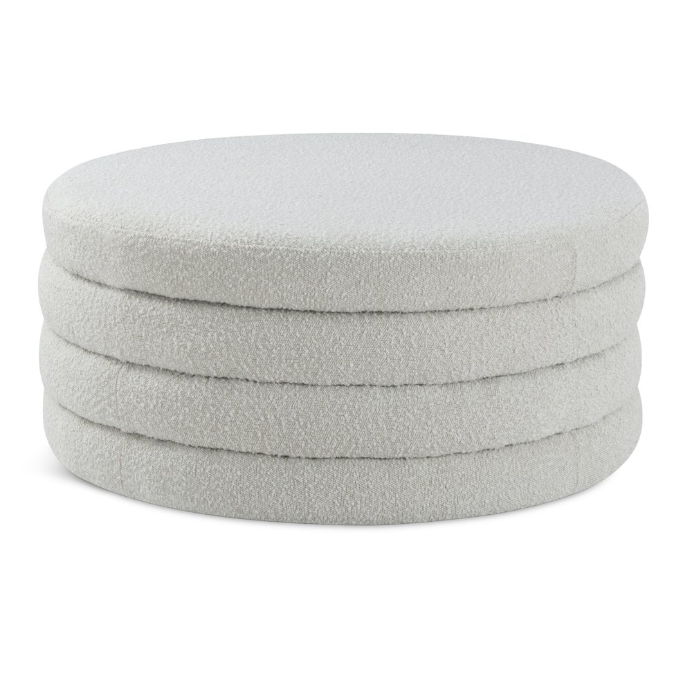 Aphia Cream Boucle Fabric Ottoman/Coffee Table. Picture 1