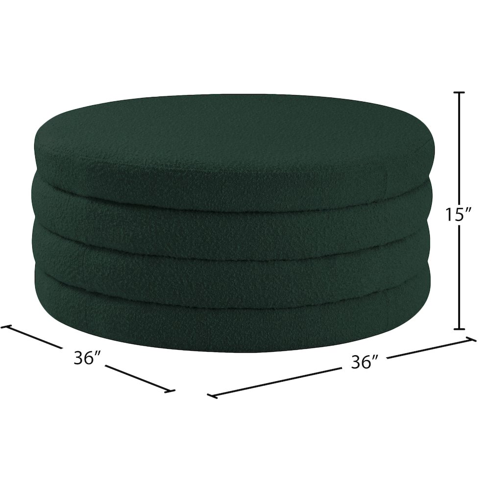 Aphia Green Boucle Fabric Ottoman/Coffee Table. Picture 3
