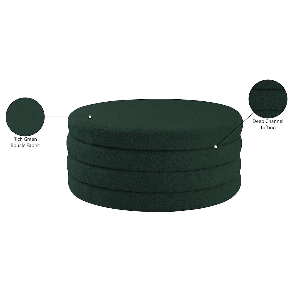 Aphia Green Boucle Fabric Ottoman/Coffee Table. Picture 4