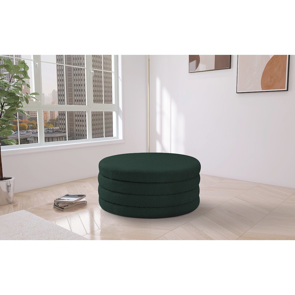 Aphia Green Boucle Fabric Ottoman/Coffee Table. Picture 2
