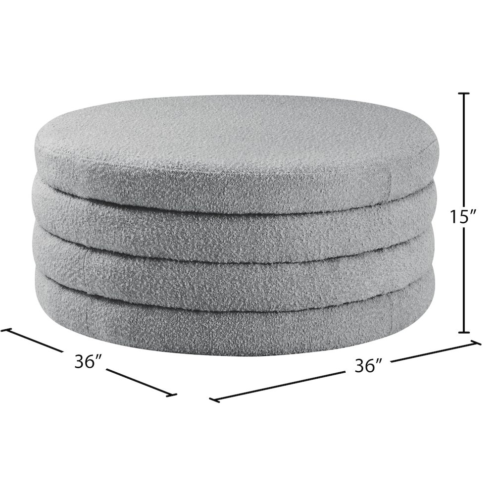 Aphia Grey Boucle Fabric Ottoman/Coffee Table. Picture 3