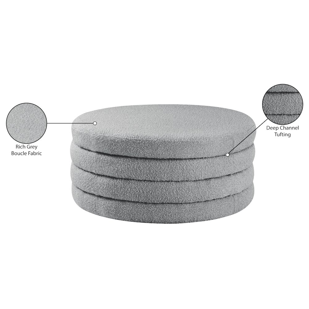 Aphia Grey Boucle Fabric Ottoman/Coffee Table. Picture 4