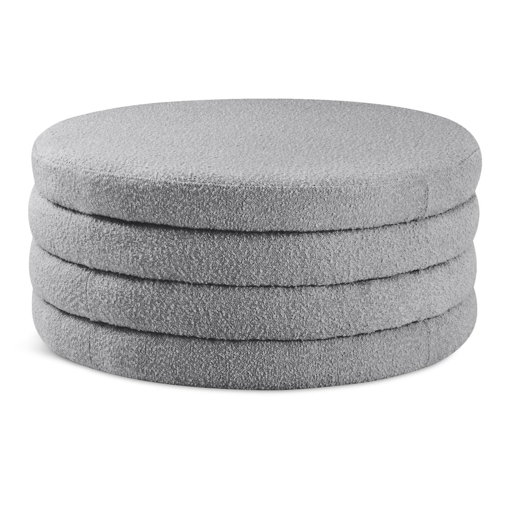 Aphia Grey Boucle Fabric Ottoman/Coffee Table. Picture 1