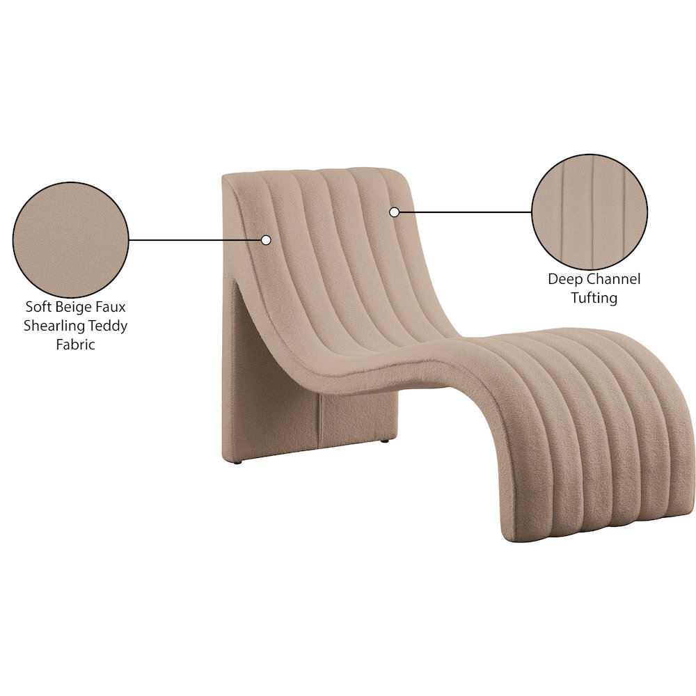 Orian Beige Teddy Fabric Chaise. Picture 9