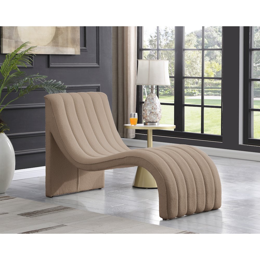 Orian Beige Teddy Fabric Chaise. Picture 2