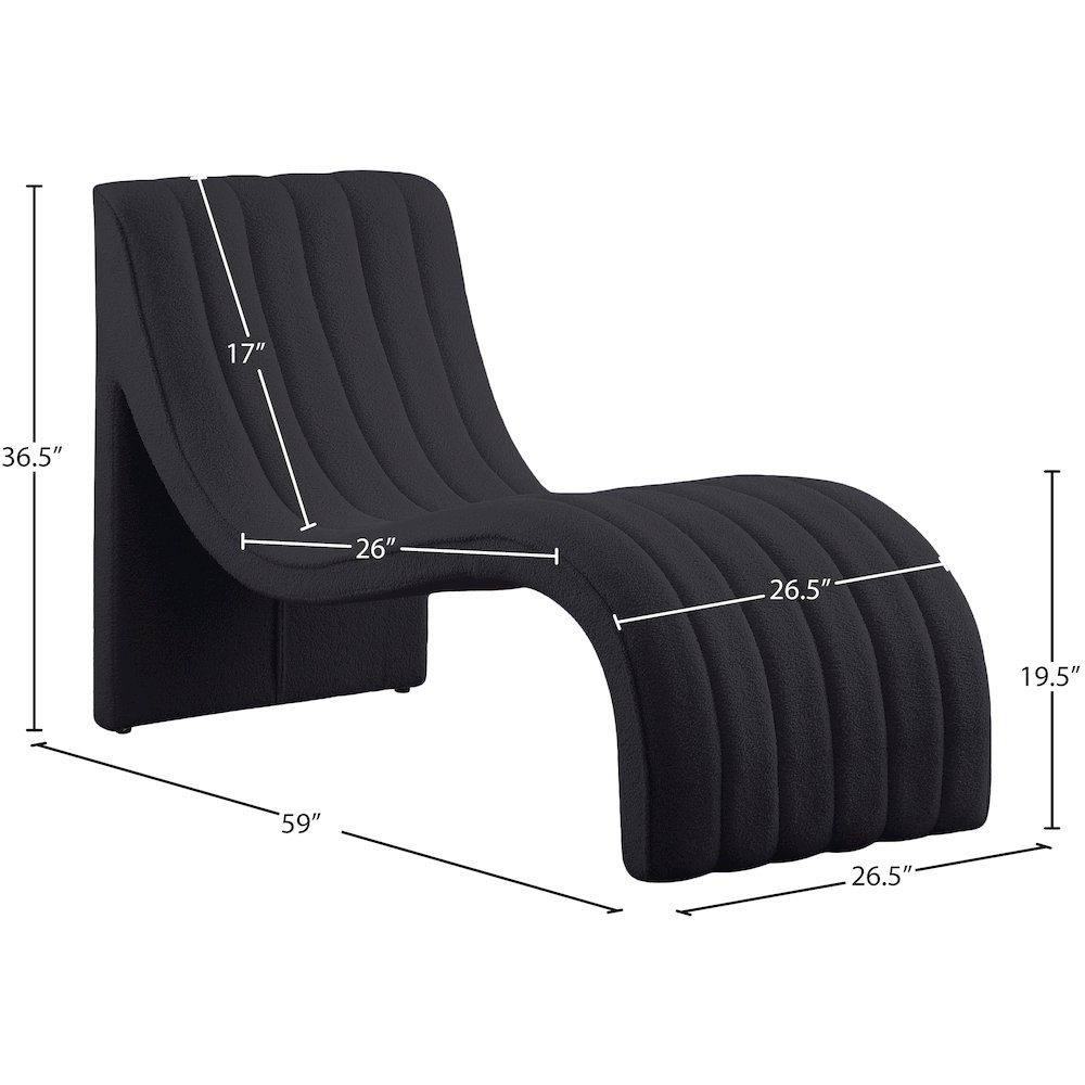 Orian Black Teddy Fabric Chaise. Picture 8