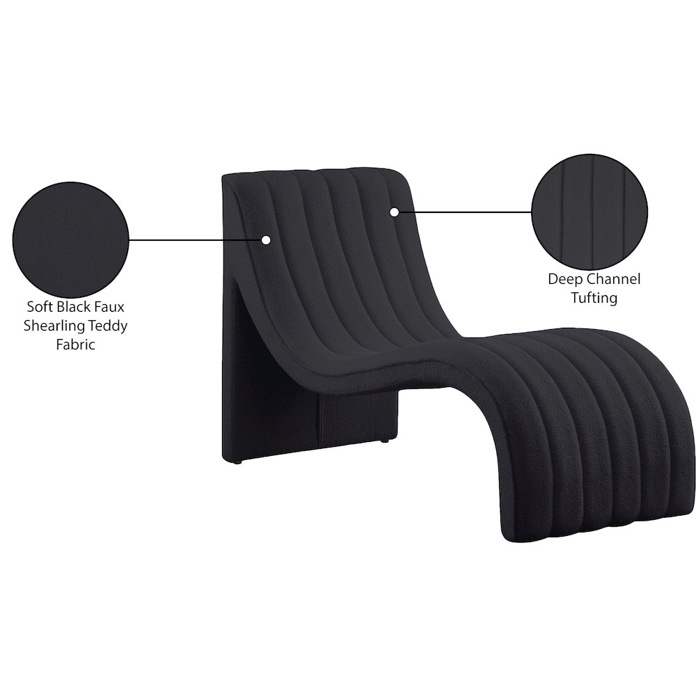 Orian Black Teddy Fabric Chaise. Picture 9