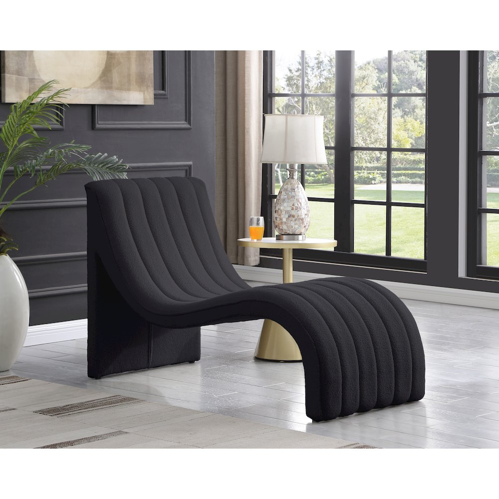 Orian Black Teddy Fabric Chaise. Picture 2