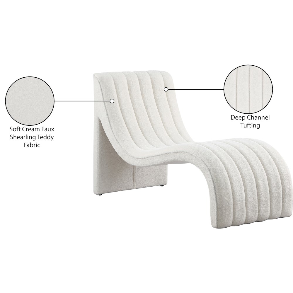 Orian Cream Teddy Fabric Chaise. Picture 9