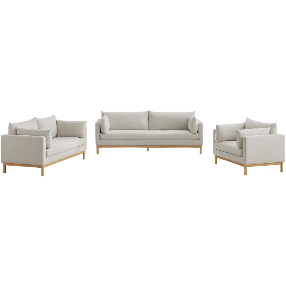Langham Beige Linen Textured Fabric Sofa. Picture 14