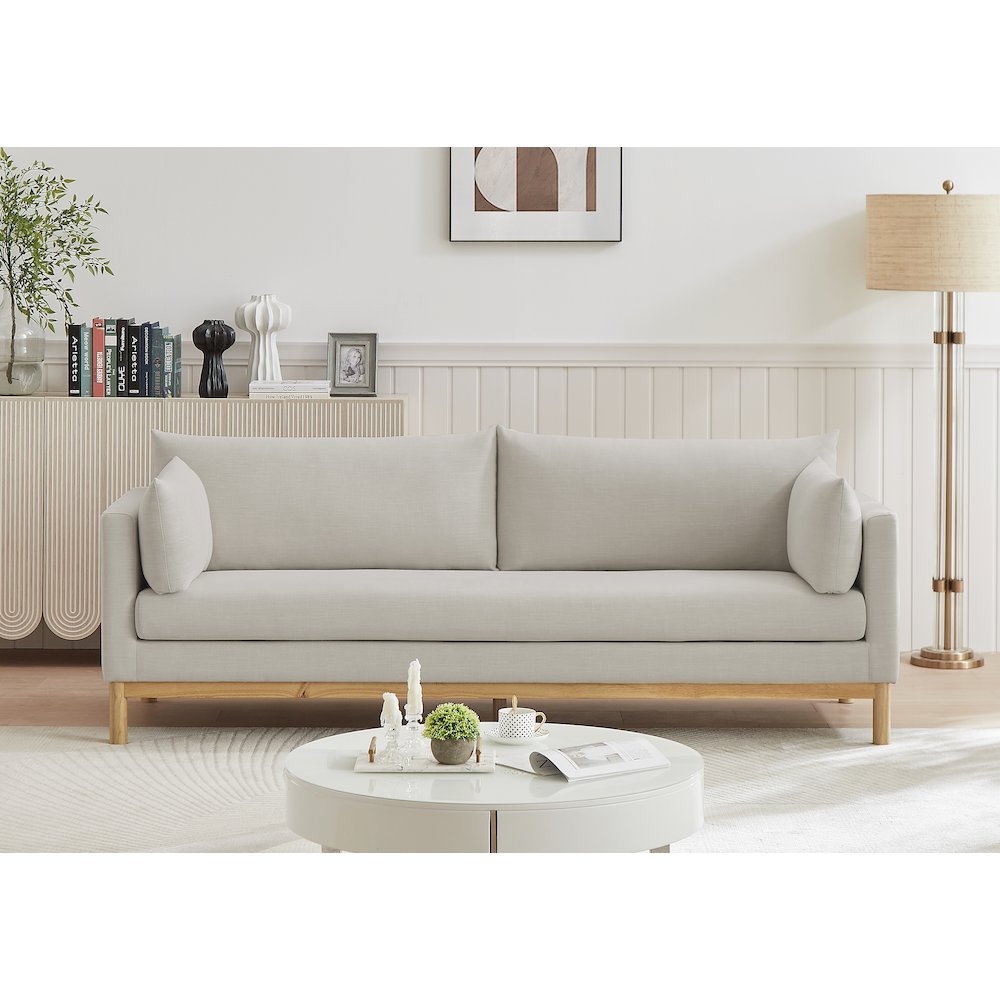 Langham Beige Linen Textured Fabric Sofa. Picture 2