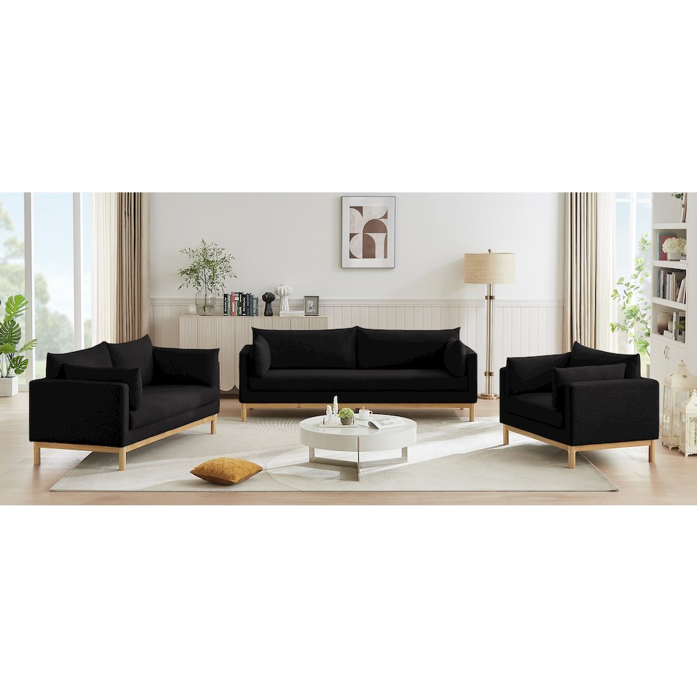 Langham Black Linen Textured Fabric Chair. Picture 14
