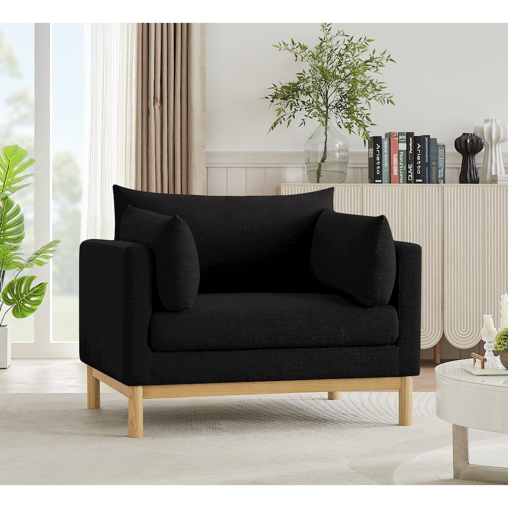 Langham Black Linen Textured Fabric Chair. Picture 2