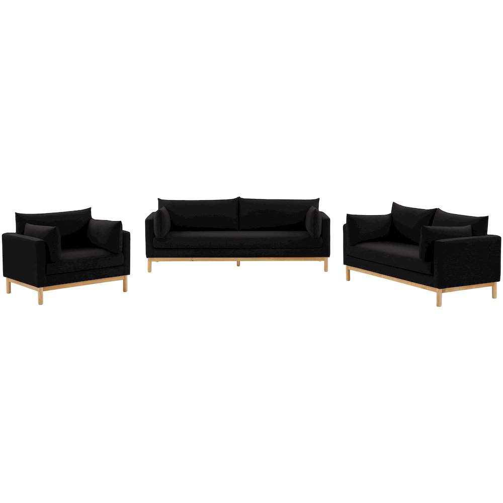 Langham Black Linen Textured Fabric Loveseat. Picture 12