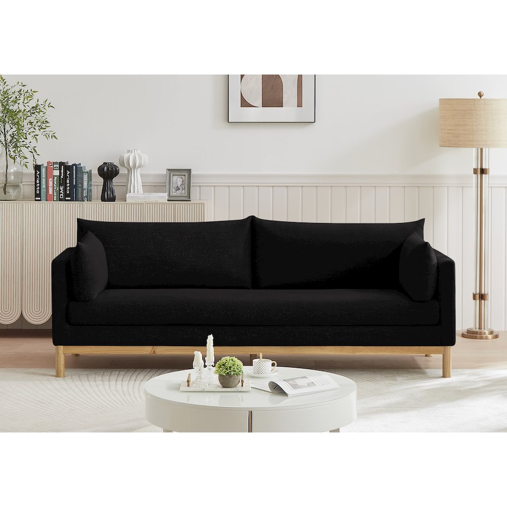 Langham Black Linen Textured Fabric Sofa. Picture 2