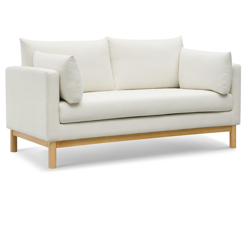 Langham Cream Linen Textured Fabric Loveseat. Picture 1