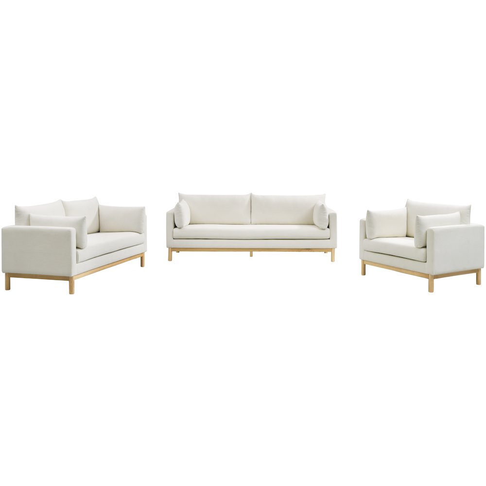 Langham Cream Linen Textured Fabric Loveseat. Picture 14