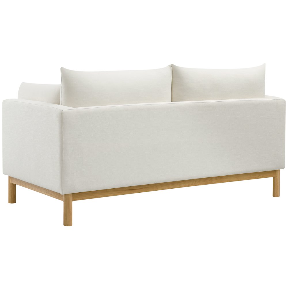 Langham Cream Linen Textured Fabric Loveseat. Picture 4