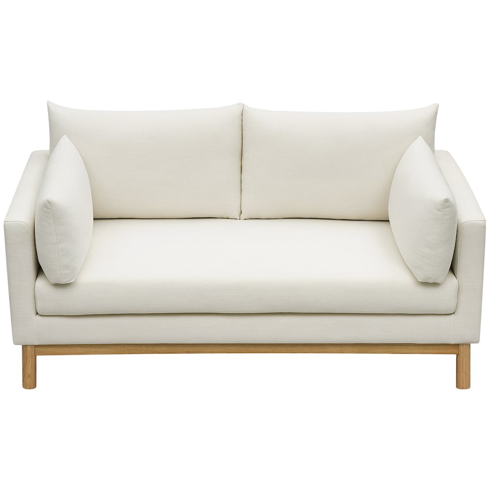 Langham Cream Linen Textured Fabric Loveseat. Picture 6