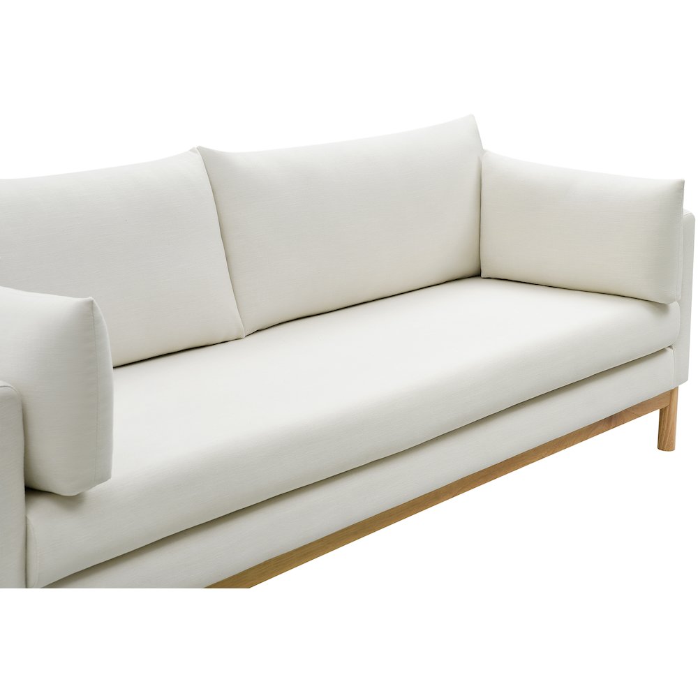 Langham Cream Linen Textured Fabric Loveseat. Picture 8