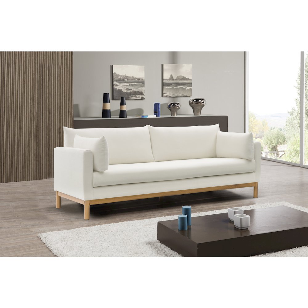 Langham Cream Linen Textured Fabric Sofa. Picture 2