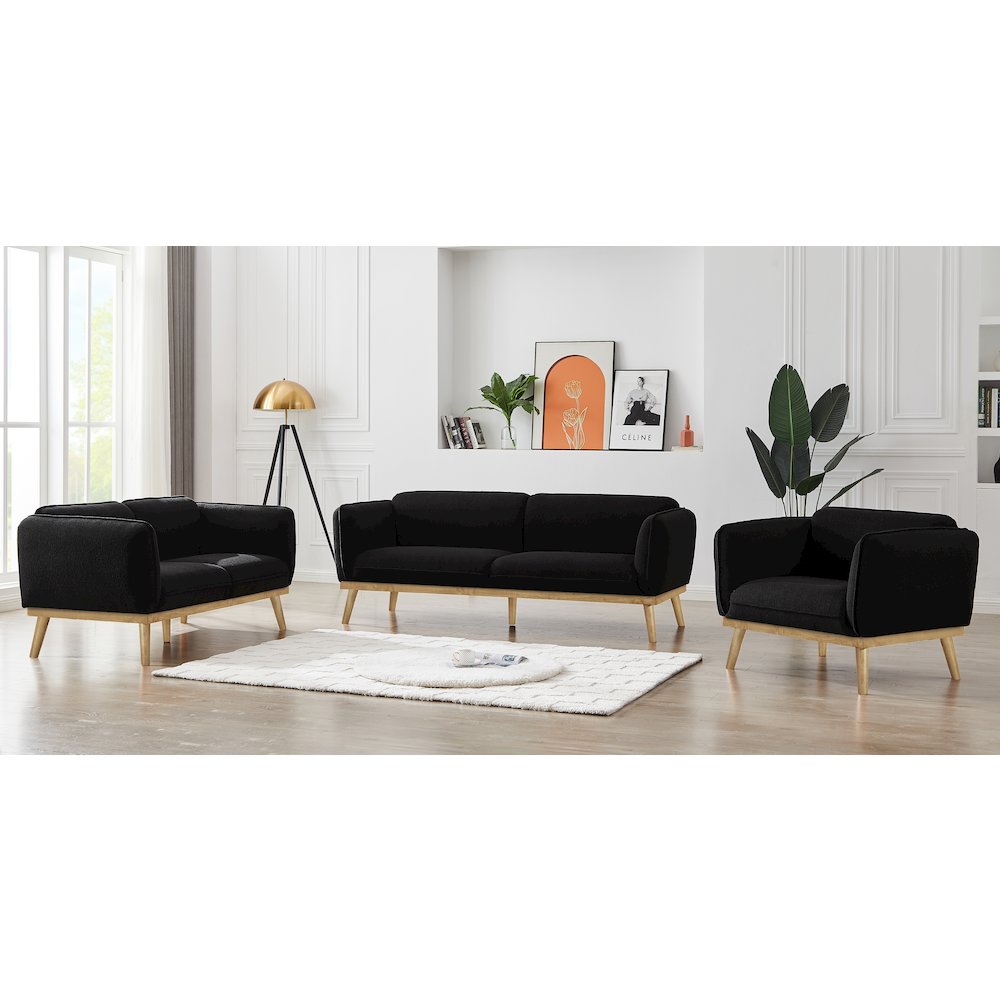 Nolita Black Boucle Fabric Loveseat. Picture 15