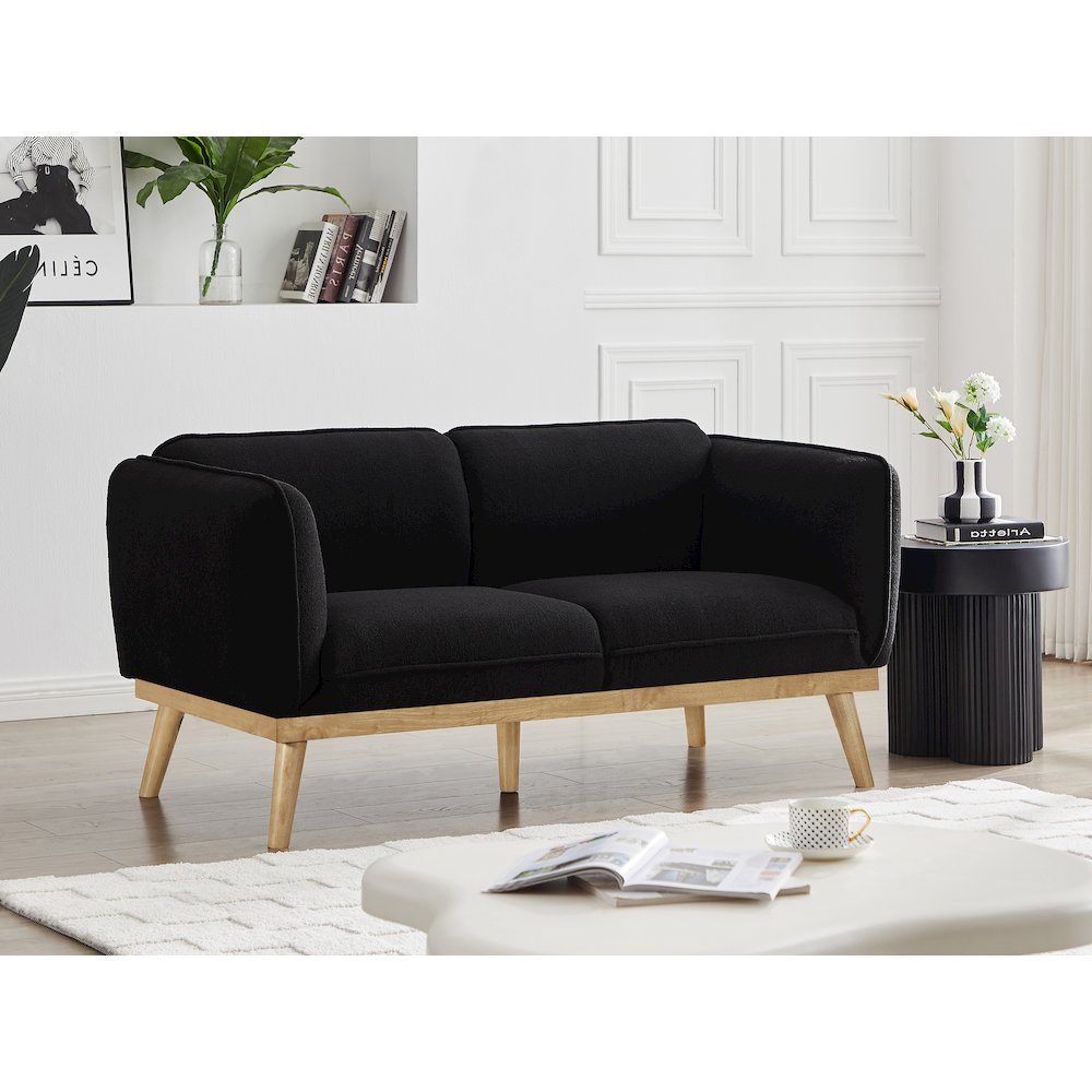 Nolita Black Boucle Fabric Loveseat. Picture 2