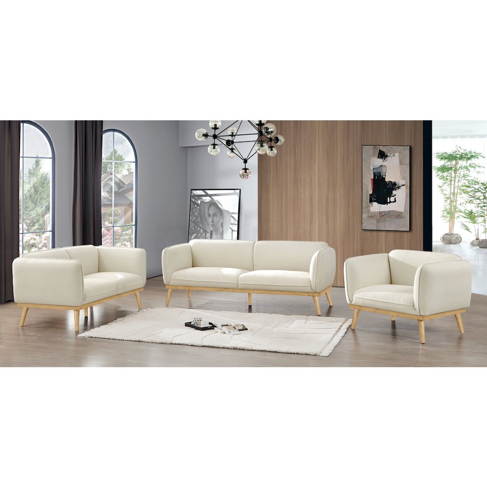 Nolita Cream Boucle Fabric Loveseat. Picture 15