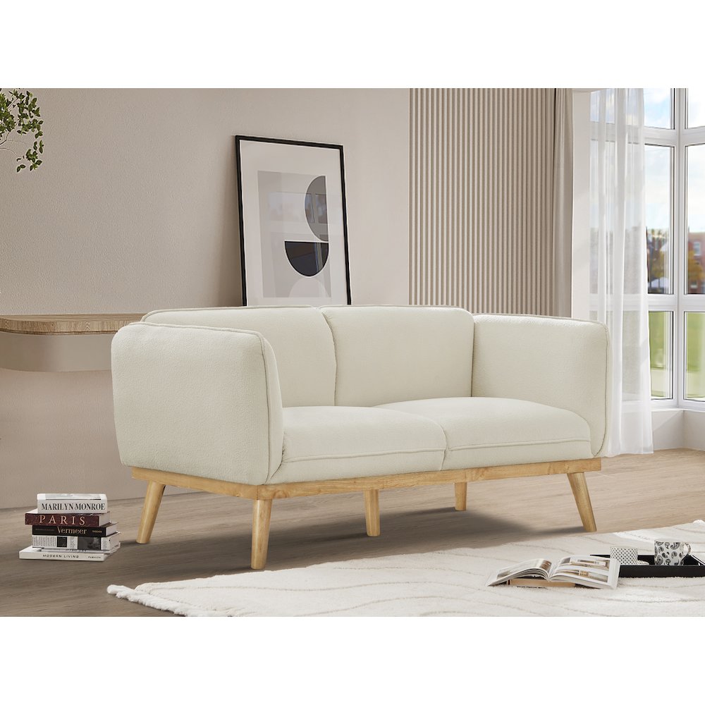 Nolita Cream Boucle Fabric Loveseat. Picture 2