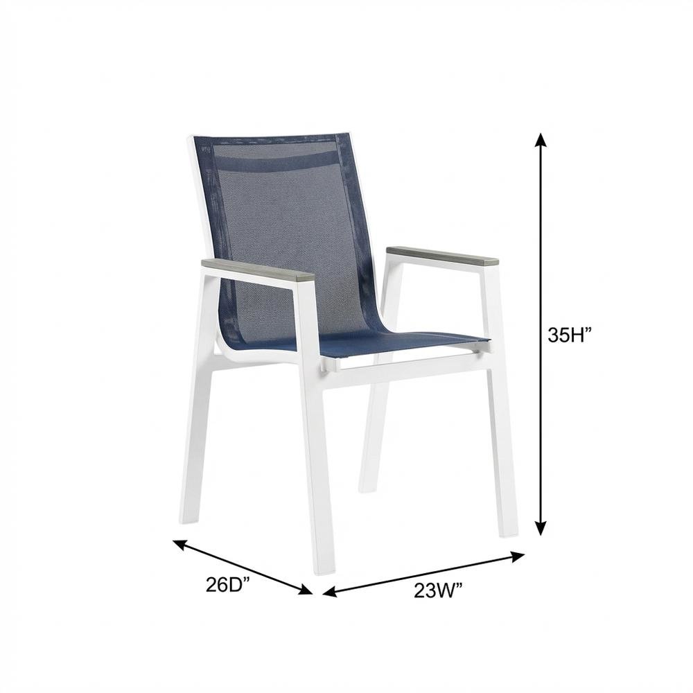 Navy Mesh Fabric Outdoor Armchair Set Of 2 With Contemporary Style. Picture 7