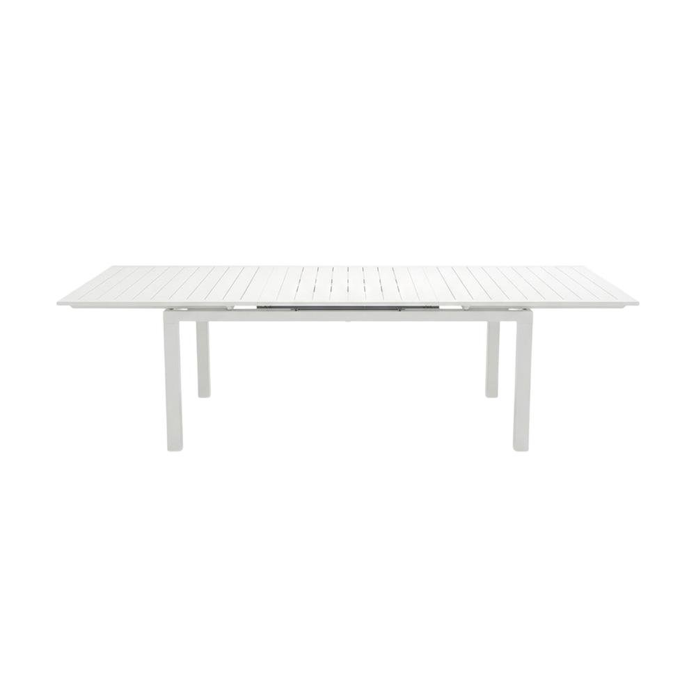 Contemporary White Outdoor Dining Table For Patio With Adjustable Width. Picture 4