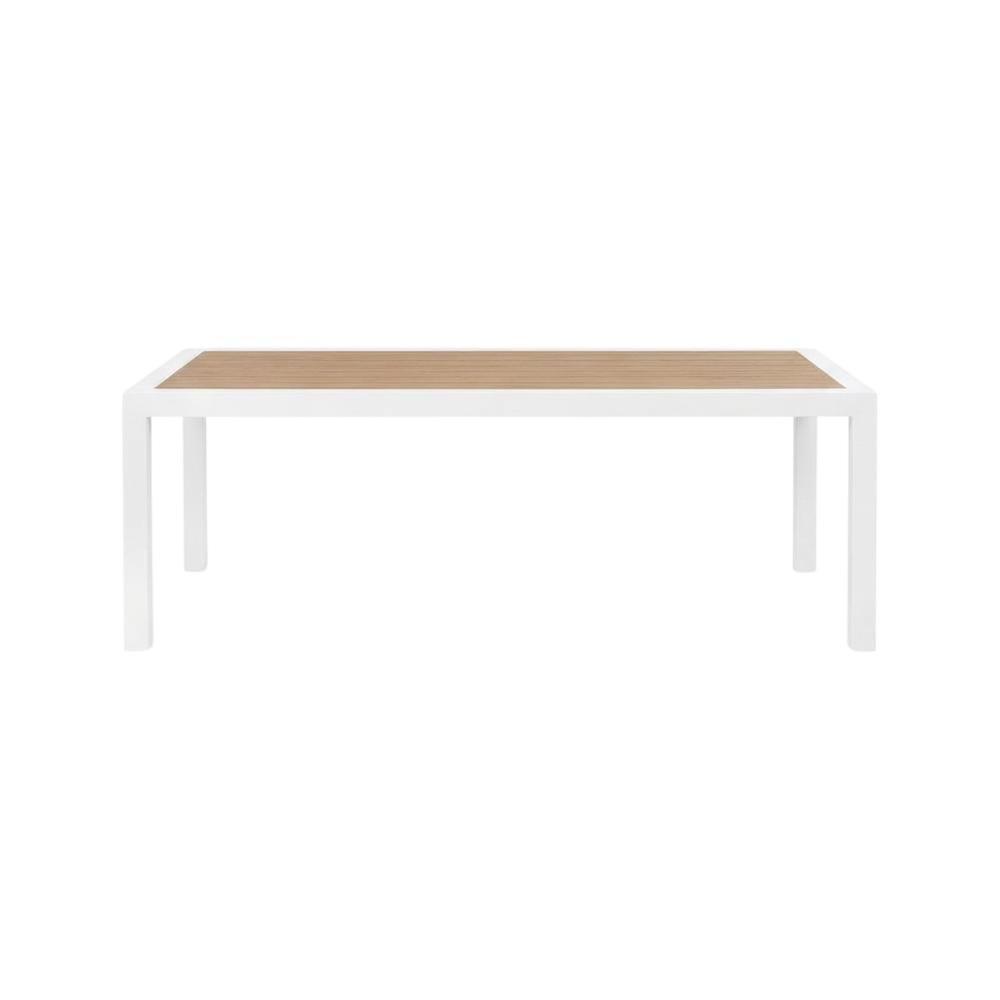 Brown Wood Look Accent Outdoor Patio Aluminum Coffee Table, Contemporary. Picture 4