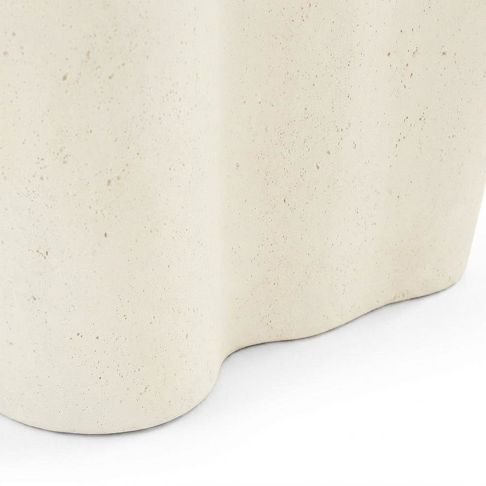 Cream Concrete And Fiberglass Indoor Outdoor End Table With Art Deco Style. Picture 6