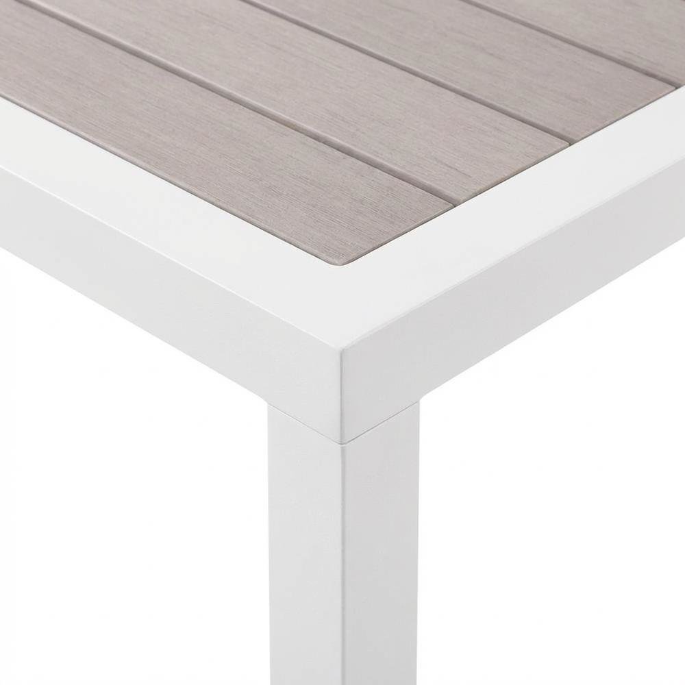 Gray Wood Look Outdoor Coffee Table With Aluminum Frame And Contemporary Design. Picture 6