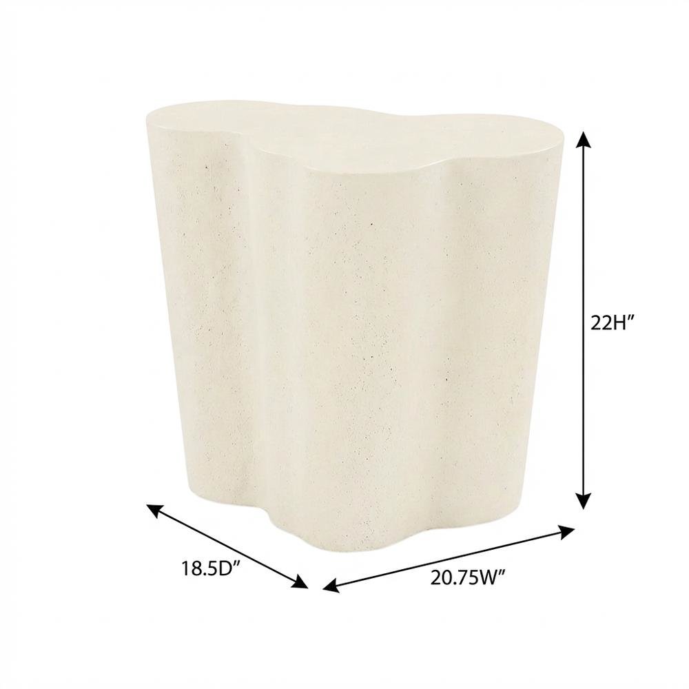 Cream Concrete And Fiberglass Indoor Outdoor End Table With Art Deco Style. Picture 7