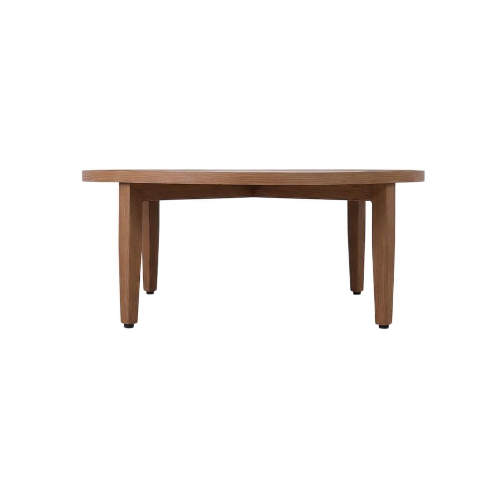 Teak Finish Outdoor Coffee Table With Aluminum Frame And Contemporary Style. Picture 4