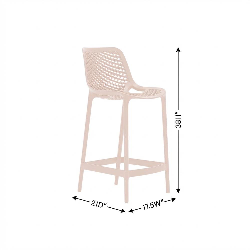 Pink Outdoor Patio Stool Set Of 4 With Anti-Uv Finish And Contemporary Style. Picture 7