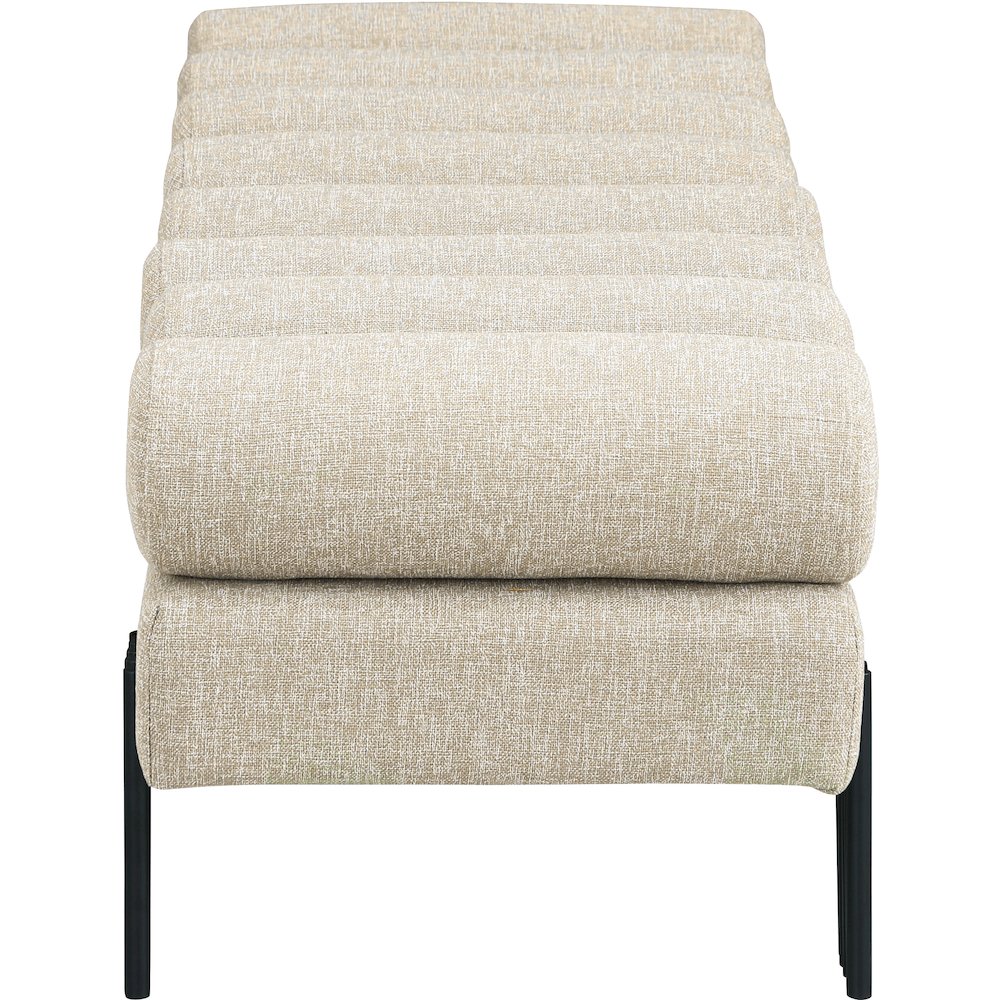 Akeela Beige Linen Textured Fabric Bench. Picture 4