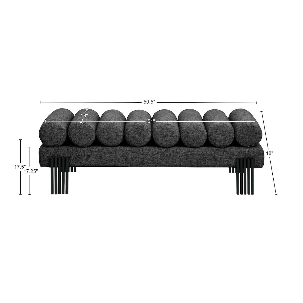 Akeela Black Linen Textured Fabric Bench. Picture 7