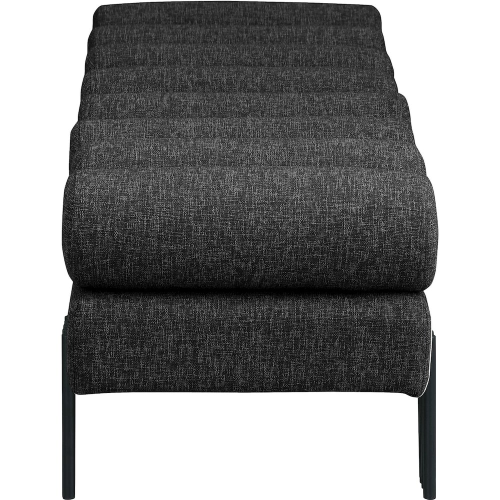 Akeela Black Linen Textured Fabric Bench. Picture 4