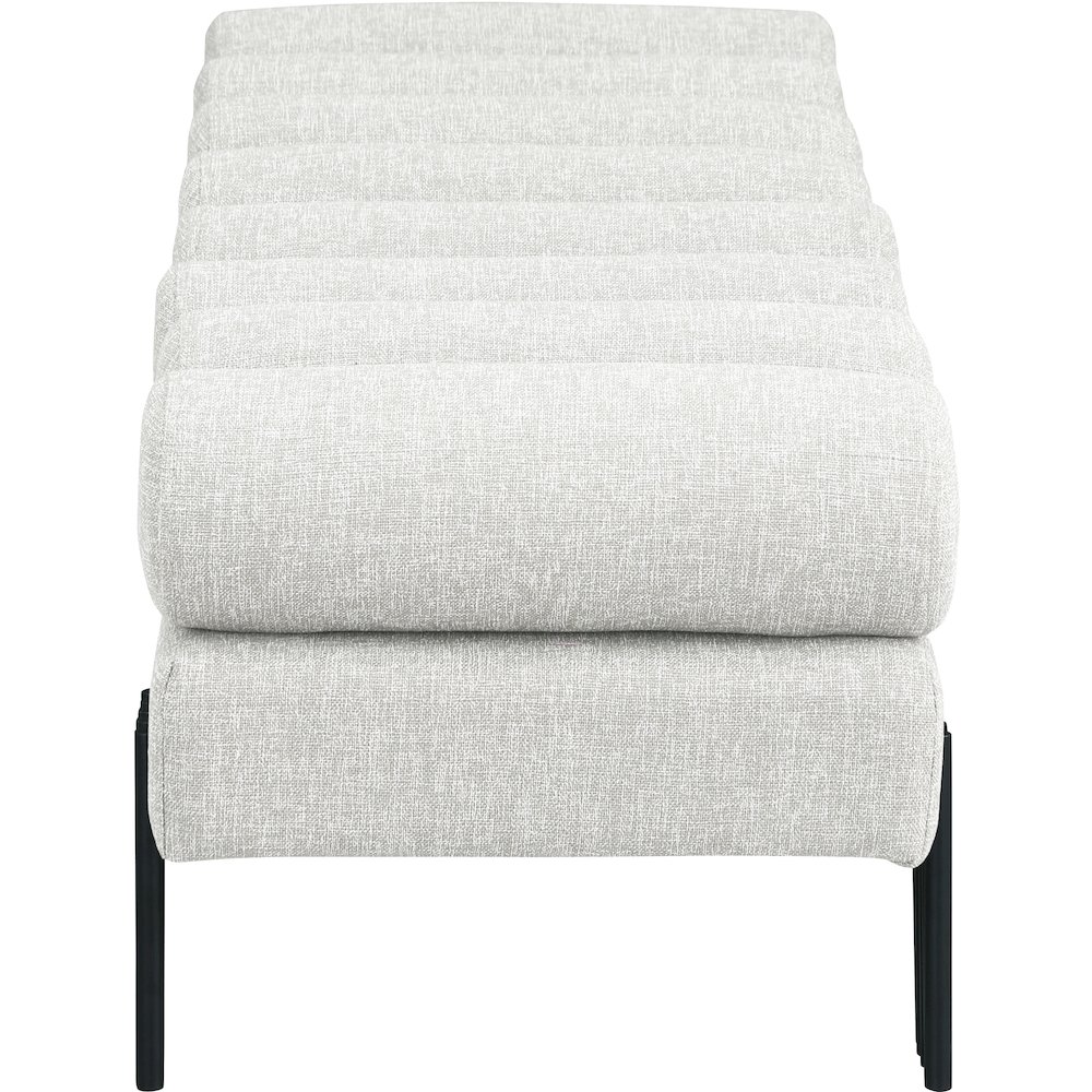 Akeela Cream Linen Textured Fabric Bench. Picture 4