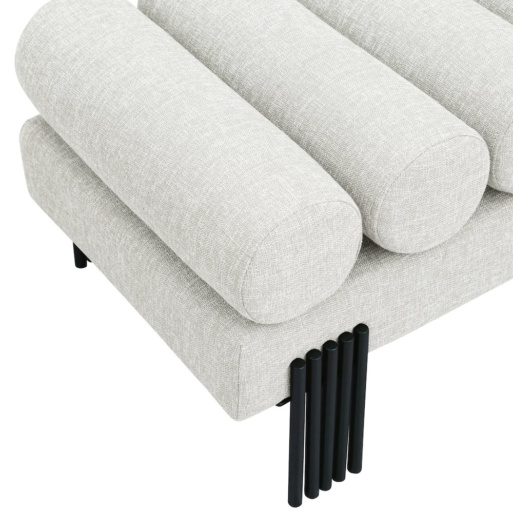 Akeela Cream Linen Textured Fabric Bench. Picture 5