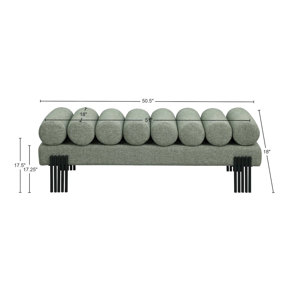 Akeela Green Linen Textured Fabric Bench. Picture 7
