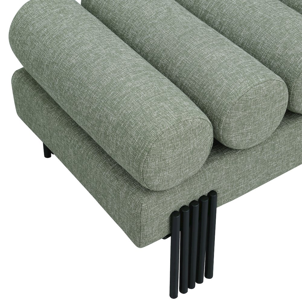 Akeela Green Linen Textured Fabric Bench. Picture 5