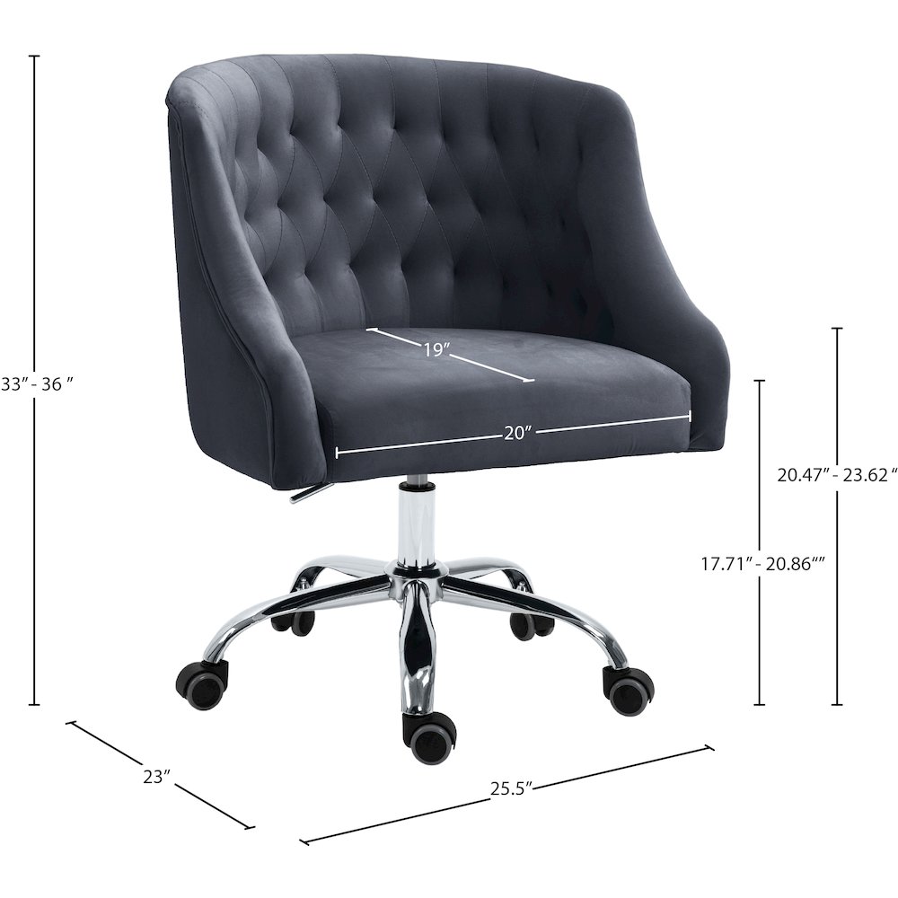 Arden Grey Velvet Office Chair. Picture 11