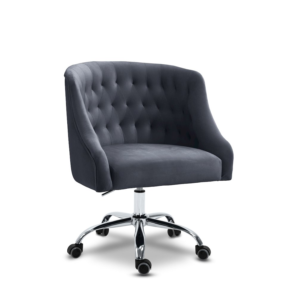 Arden Grey Velvet Office Chair. Picture 1